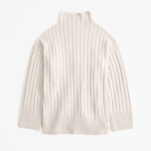 New Abercrombie long length ribbed funnel neck beige sweater